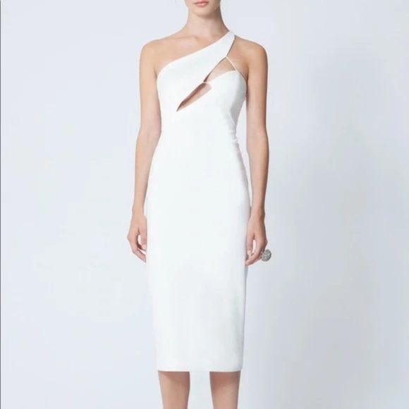 AQ/AQ Dresses & Skirts - NWT AQ/AQ Pembroke Asymmetrical Cut-Out Midi Sheath Dress, Size 4, White